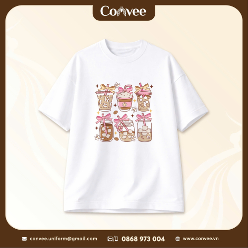 ÁO THUN OVERSIZE HỌA TIẾT CÀ PHÊ KAWAII PHONG CÁCH HÀN QUỐC