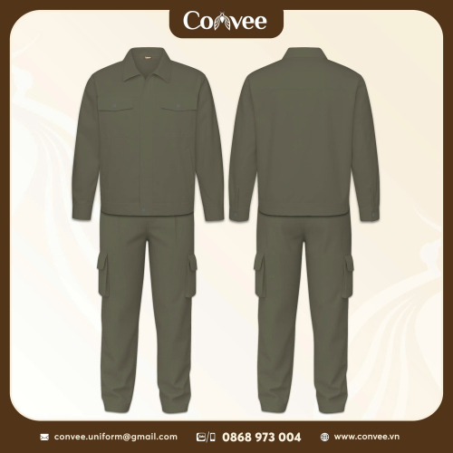 QUẦN ÁO BẢO HỘ LAO ĐỘNG MÀU RÊU CAO CẤP CONVEE