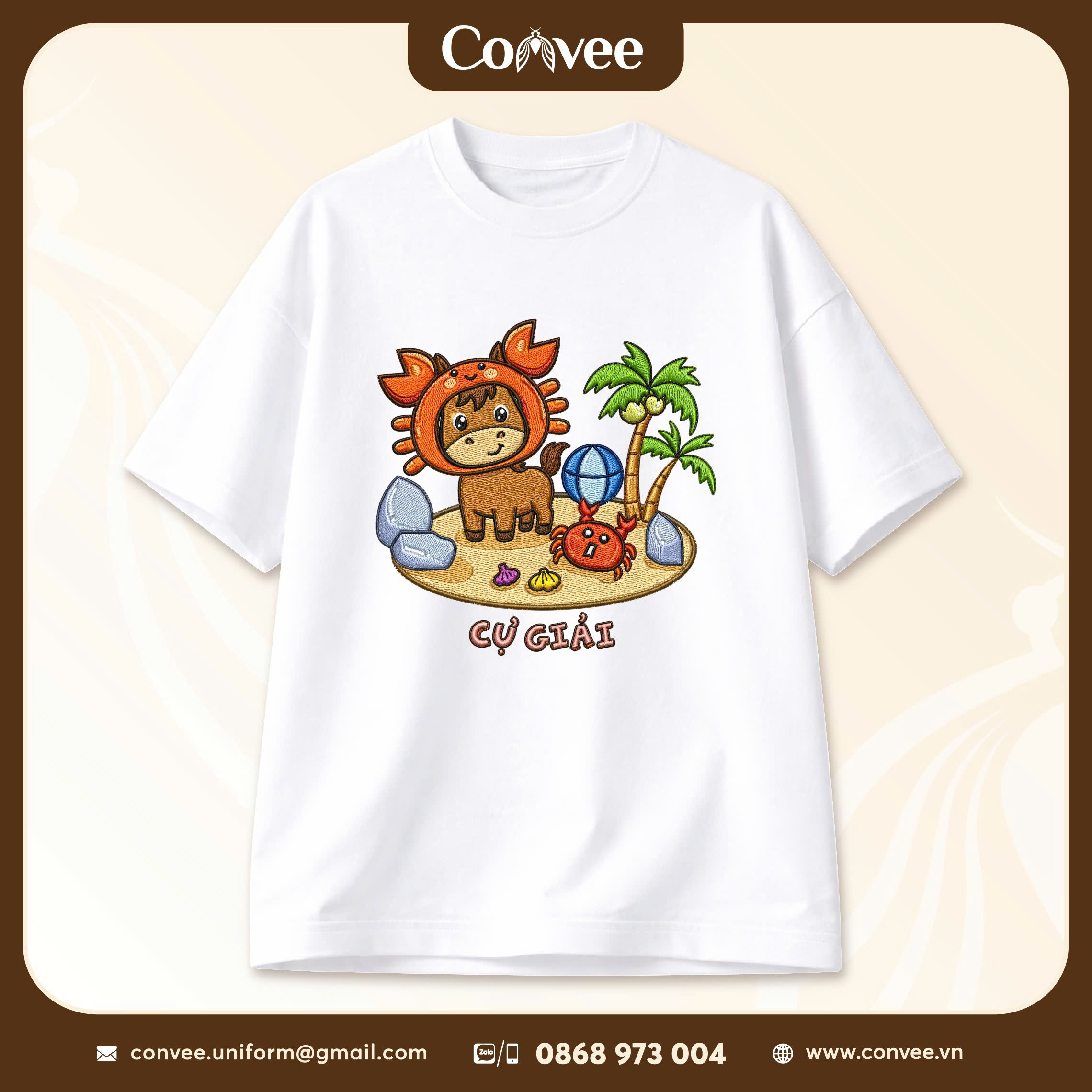ÁO COTTON 100% TRẮNG - IN 12 CUNG HOÀNG ĐẠO CỰ GIẢI