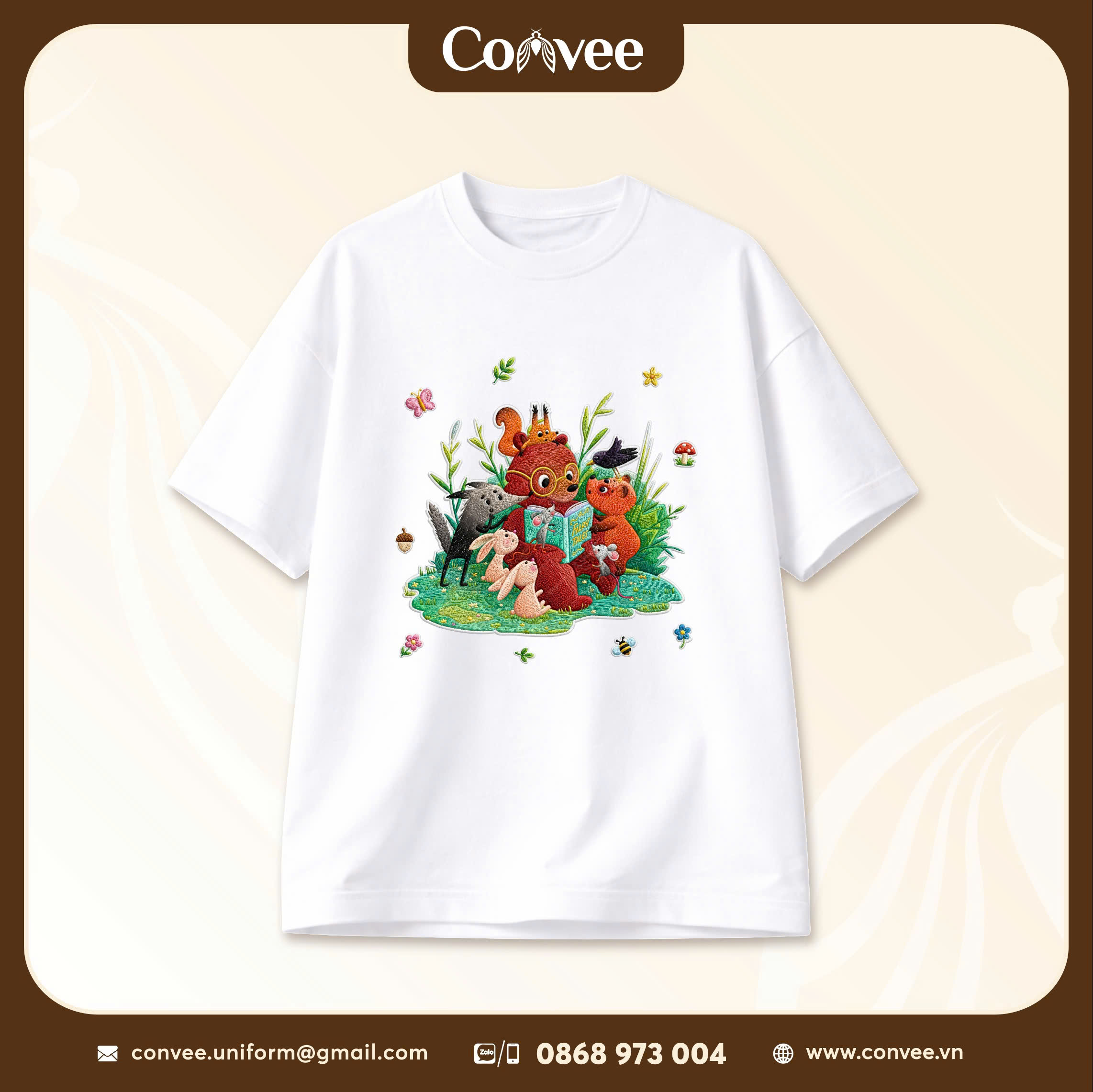 ÁO THUN UNISEX IN HÌNH KHU RỪNG CỔ TÍCH DỄ THƯƠNG FORM RỘNG CAO CẤP