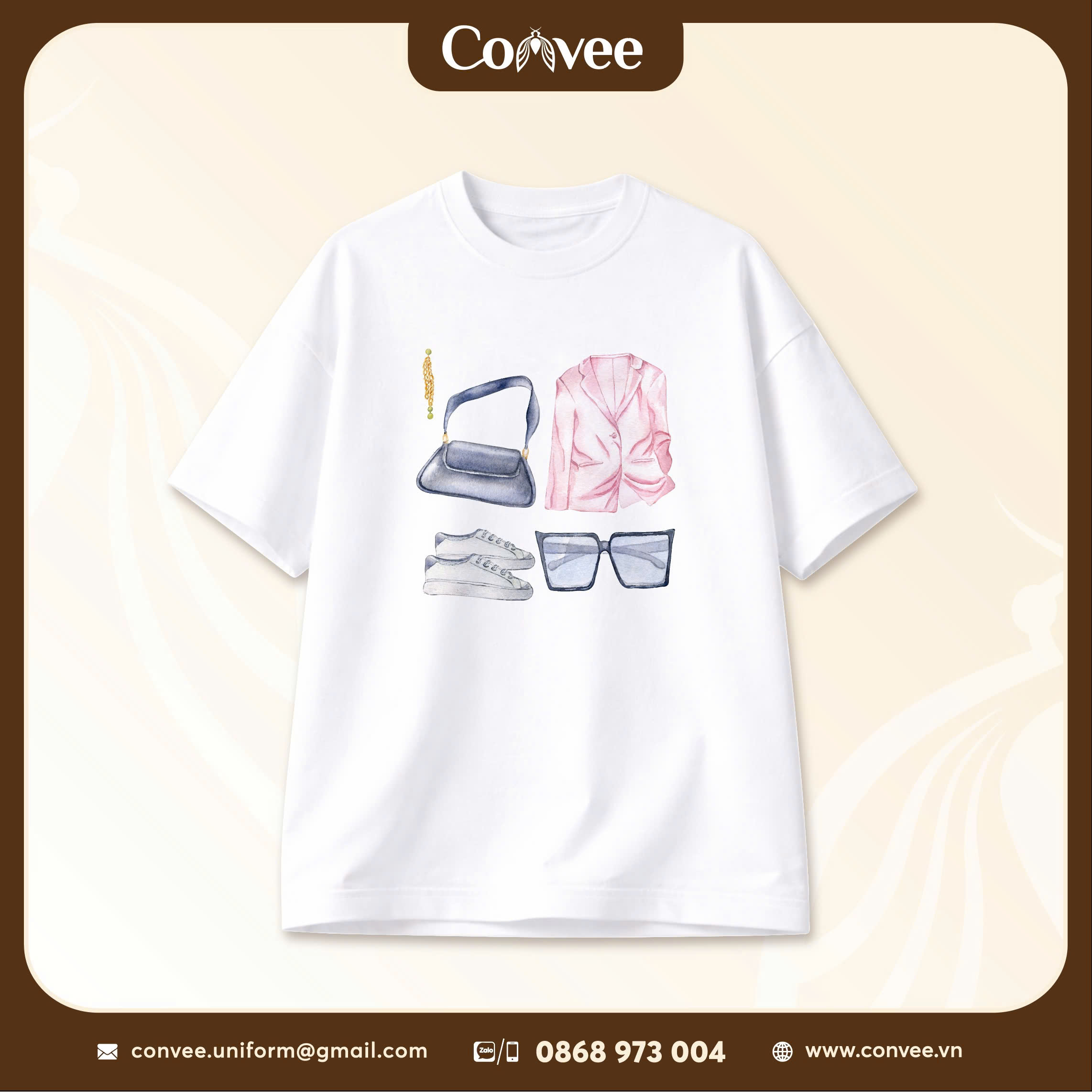 ÁO THUN UNISEX IN HỌA TIẾT FASHION PHỤ KIỆN PHONG CÁCH HÀN QUỐC