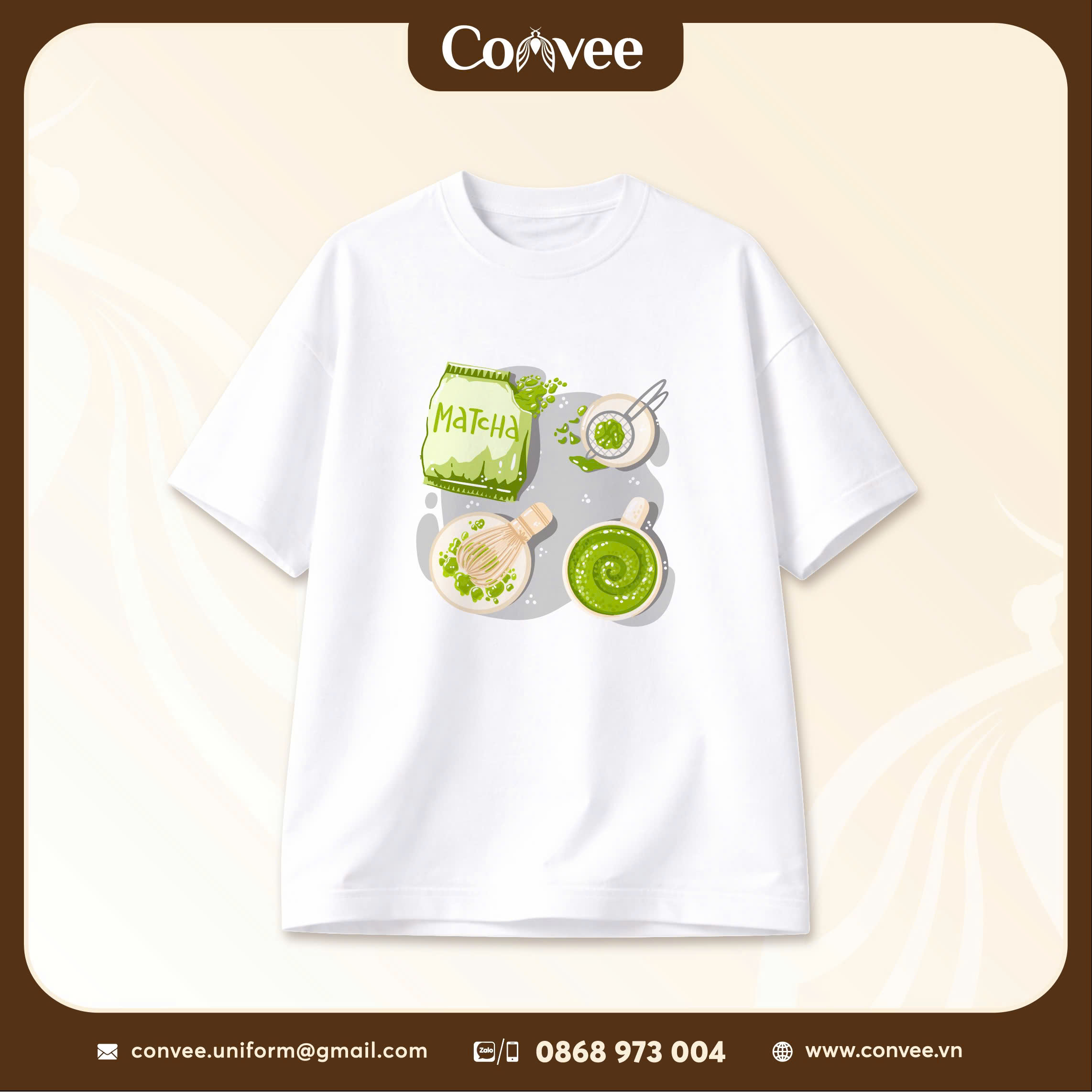 ÁO THUN UNISEX HỌA TIẾT MATCHA XANH TƯƠI PHONG CÁCH HÀN QUỐC